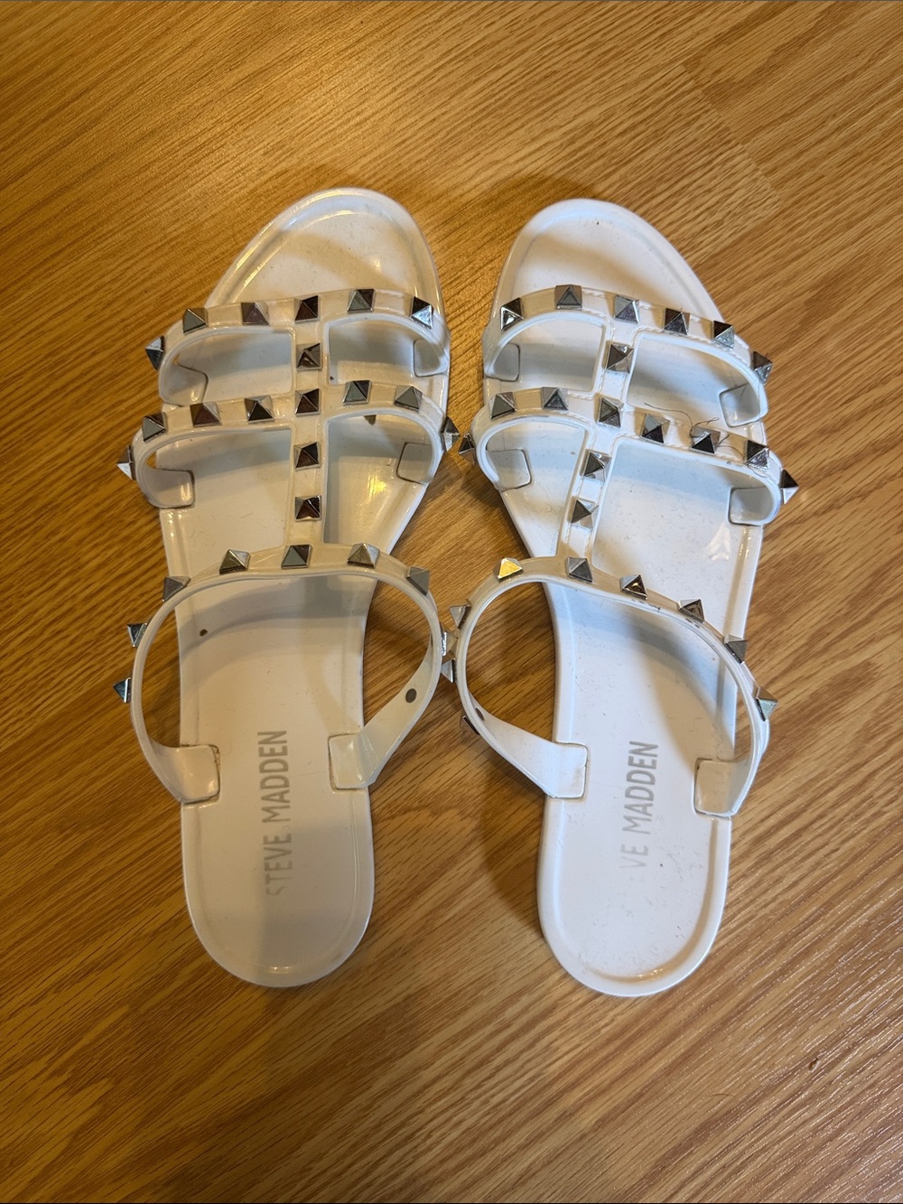 Steve Madden White Studded Clear Jelly Sandals